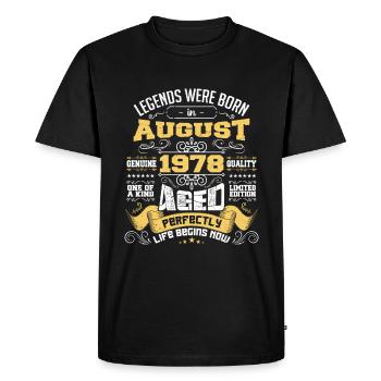 Legends were born in August 1978 | Aged Perfectly - T-shirt Premium bio Homme - noir - Devant - Nico (187cm)