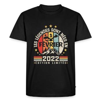 les légendes sont née en Février 2022 - T-shirt Premium bio Homme - noir - Devant - Nico (187cm)