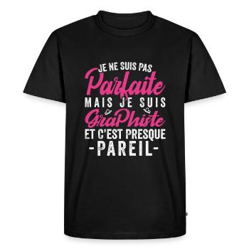 Je Ne Suis Pas Parfaite Mais Je Suis Graphiste - T-shirt Premium bio Homme - noir - Devant - Nico (187cm)