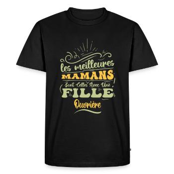 Meilleure Maman Avec Fille Ouvrière - T-shirt Premium bio Homme - noir - Devant - Nico (187cm)