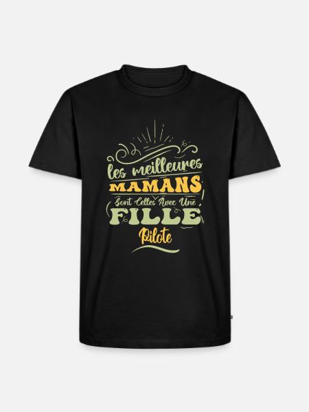 Meilleure Maman Avec Fille Pilote - T-shirt Premium bio Homme - noir