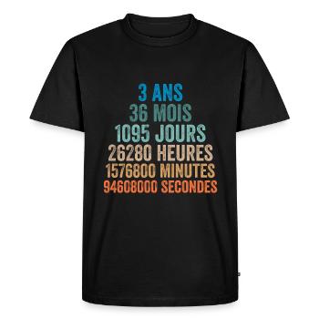 3 Ans Anniversaire - cadeau d'anniversaire - T-shirt Premium bio Homme - noir - Devant - Nico (187cm)