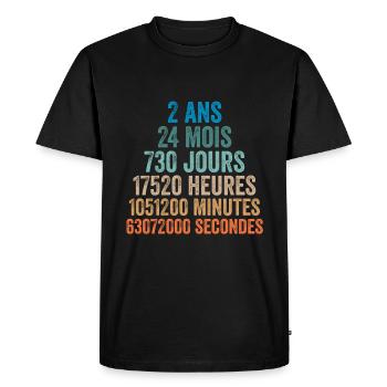 2 Ans Anniversaire - cadeau d'anniversaire - T-shirt Premium bio Homme - noir - Devant - Nico (187cm)