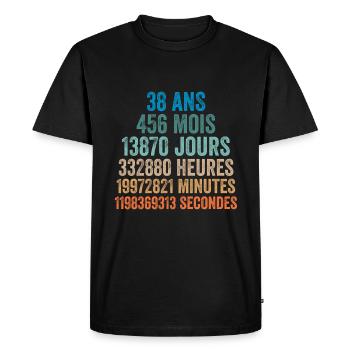38 Ans Anniversaire - cadeau d'anniversaire - T-shirt Premium bio Homme - noir - Devant - Nico (187cm)