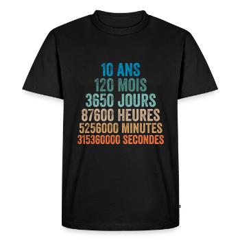 10 Ans Anniversaire - cadeau d'anniversaire - T-shirt Premium bio Homme - noir - Devant - Nico (187cm)