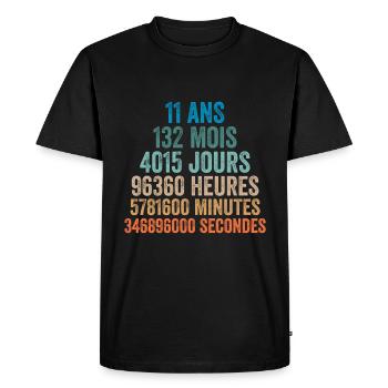 11 Ans Anniversaire - cadeau d'anniversaire - T-shirt Premium bio Homme - noir - Devant - Nico (187cm)
