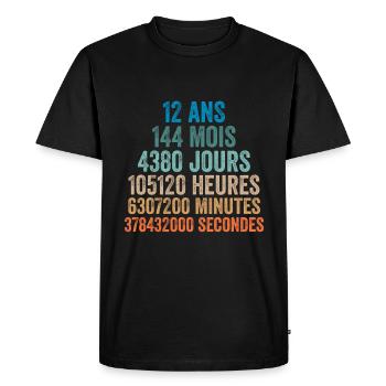 12 Ans Anniversaire - cadeau d'anniversaire - T-shirt Premium bio Homme - noir - Devant - Nico (187cm)