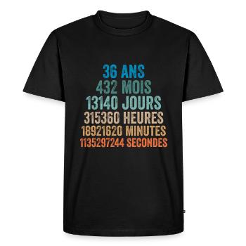 36 Ans Anniversaire - cadeau d'anniversaire - T-shirt Premium bio Homme - noir - Devant - Nico (187cm)