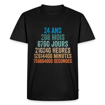 24 Ans Anniversaire - cadeau d'anniversaire - T-shirt Premium bio Homme - noir - Devant - Nico (187cm)