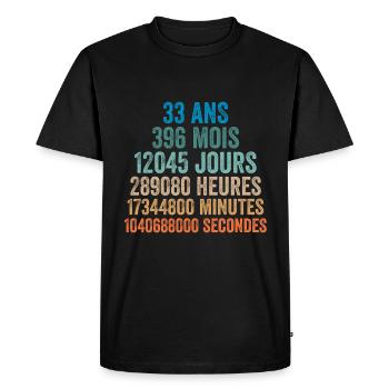 33 Ans Anniversaire - cadeau d'anniversaire - T-shirt Premium bio Homme - noir - Devant - Nico (187cm)