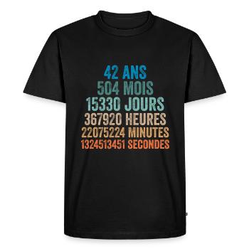 42 Ans Anniversaire - cadeau d'anniversaire - T-shirt Premium bio Homme - noir - Devant - Nico (187cm)