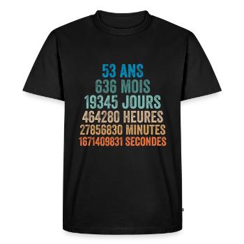53 Ans Anniversaire - cadeau d'anniversaire - T-shirt Premium bio Homme - noir - Devant - Nico (187cm)