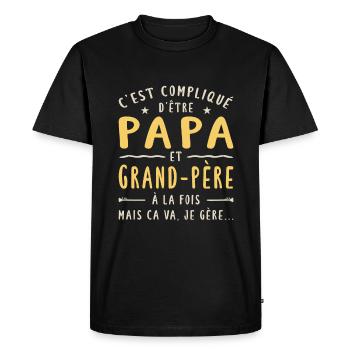 C'est Compliqué D'être Papa Et Grand-Père - T-shirt Premium bio Homme - noir - Devant - Nico (187cm)