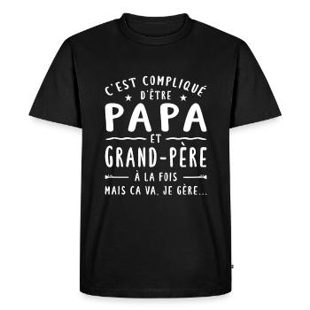 C'est Compliqué D'être Papa Et Grand-Père - T-shirt Premium bio Homme - noir - Devant - Nico (187cm)