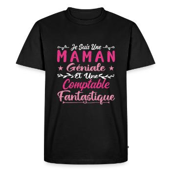 Je Suis Une Maman Géniale Et Une Comptable Fantast - T-shirt Premium bio Homme - noir - Devant - Nico (187cm)