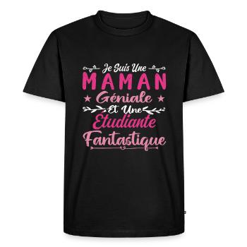 Je Suis Une Maman Géniale Et Une étudiante Fantast - T-shirt Premium bio Homme - noir - Devant - Nico (187cm)