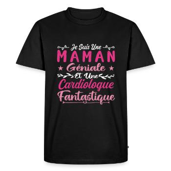 Une Maman Géniale Et Une Cardiologue Fantastique - T-shirt Premium bio Homme - noir - Devant - Nico (187cm)