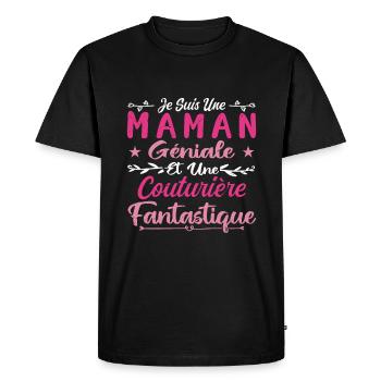 Une Maman Géniale Et Une Couturière Fantastique - T-shirt Premium bio Homme - noir - Devant - Nico (187cm)