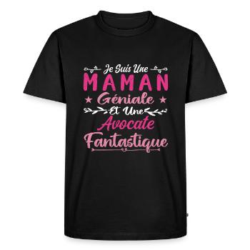 Une Maman Géniale Et Une Avocate Fantastique - T-shirt Premium bio Homme - noir - Devant - Nico (187cm)