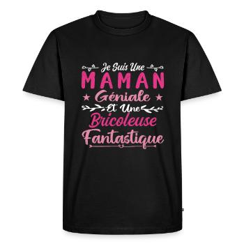 Une Maman Géniale Et Une Bricoleuse Fantastique - T-shirt Premium bio Homme - noir - Devant - Nico (187cm)