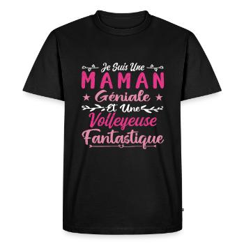 Une Maman Géniale Et Une Volleyeuse Fantastique - T-shirt Premium bio Homme - noir - Devant - Nico (187cm)