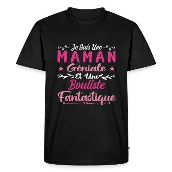 Une Maman Géniale Et Une Bouliste Fantastique - T-shirt Premium bio Homme - noir - Devant - Nico (187cm)