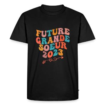 Future Grande Soeur 2023 Cadeau Annonce Grossessee - T-shirt Premium bio Homme - noir - Devant - Nico (187cm)
