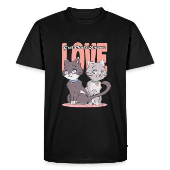 C'est Chat L'amour - T-shirt Premium bio Homme - noir - Devant - Nico (187cm)