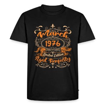 March 1976 | Aged Perfectly - T-shirt Premium bio Homme - noir - Devant - Nico (187cm)