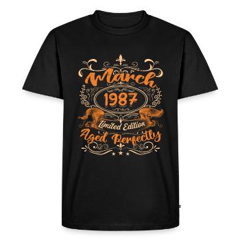 March 1987 | Aged Perfectly - T-shirt Premium bio Homme - noir - Devant - Nico (187cm)