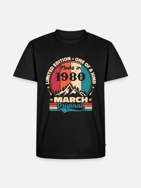 March 1980 | Aged Perfectly - Men's Premium Organic T-Shirt - black