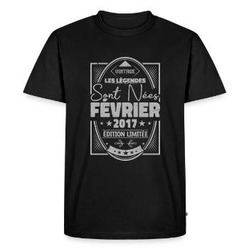 Les légendes sont nées en Février 2017 Cadeau - T-shirt Premium bio Homme - noir - Devant - Nico (187cm)