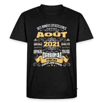 Les légendes sont nées en Août 2021 | vintage - T-shirt Premium bio Homme - noir - Devant - Nico (187cm)
