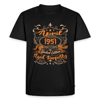Anniversaire Vintage Idée Cadeau Avril 1951 - T-shirt Premium bio Homme - noir - Devant - Nico (187cm)