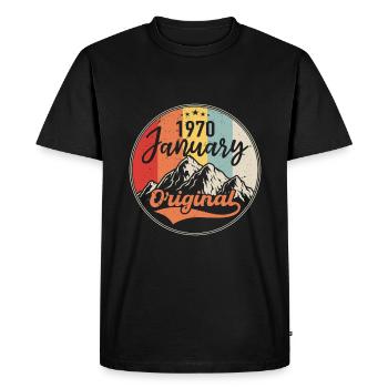 Les légendes sont nées en janvier 1970 - T-shirt Premium bio Homme - noir - Devant - Nico (187cm)