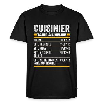 Cuisinier Idée Cadeau Humour pour Cuisinier - T-shirt Premium bio Homme - noir - Devant - Nico (187cm)