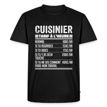 Cuisinier Idée Cadeau Humour pour Cuisinier - T-shirt Premium bio Homme - noir - Devant - Nico (187cm)