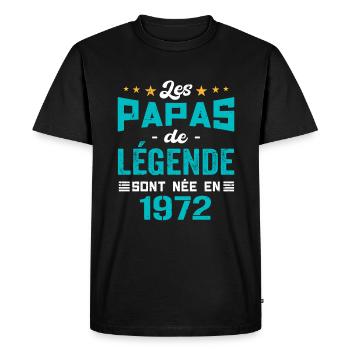 Les Papas De Légende Née En 1972 | Fête Des Pères - T-shirt Premium bio Homme - noir - Devant - Nico (187cm)