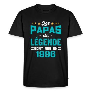 Les Papas De Légende Née En 1996 | Fête Des Pères - T-shirt Premium bio Homme - noir - Devant - Nico (187cm)