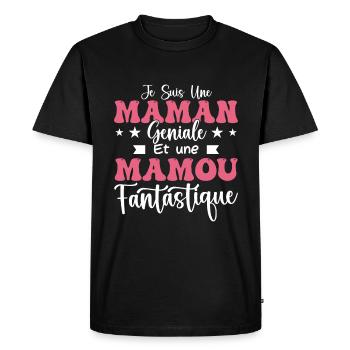 Je suis une Maman géniale Et une Mamou Fantastique - T-shirt Premium bio Homme - noir - Devant - Nico (187cm)