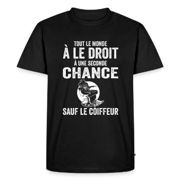 Coiffeur Humour | Cadeau Métier Coiffure Coiffeur - T-shirt Premium bio Homme - noir - Devant - Nico (187cm)