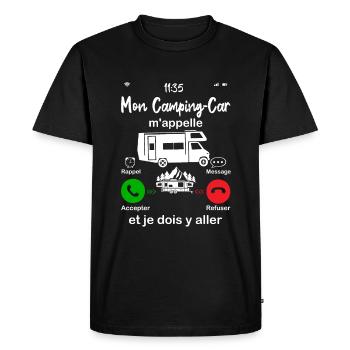Camping-car Humour | Mon Camping Car m'appelle - T-shirt Premium bio Homme - noir - Devant - Nico (187cm)