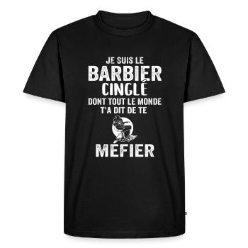 Coiffeur Barbier, Métier Coiffure, Barbe, Cadeau - T-shirt Premium bio Homme - noir - Devant - Nico (187cm)