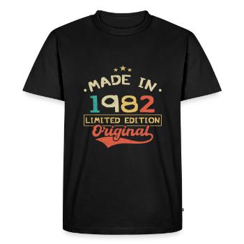 Made in 1982 | Limited Edition 1982 - Men's Premium Organic T-Shirt - black - Front - Nico (187cm)