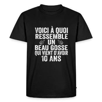 Voici À Quoi Ressemble Un Beau Gosse De 10 ans - T-shirt Premium bio Homme - noir - Devant - Nico (187cm)