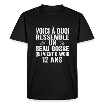 Voici À Quoi Ressemble Un Beau Gosse De 12 ans - T-shirt Premium bio Homme - noir - Devant - Nico (187cm)