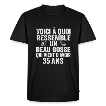 Voici À Quoi Ressemble Un Beau Gosse De 35 ans - T-shirt Premium bio Homme - noir - Devant - Nico (187cm)