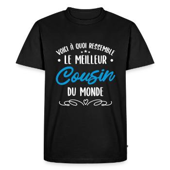 Le Meilleur Cousin Du Monde Anniversaire Cousin - T-shirt Premium bio Homme - noir - Devant - Nico (187cm)