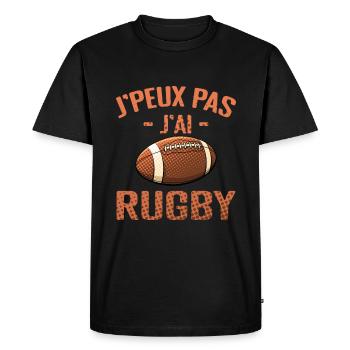 j'peux pas j'ai rugby | rugby - T-shirt Premium bio Homme - noir - Devant - Nico (187cm)