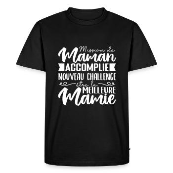 Mission de Maman Accomplie Mamie Annonce Grossesse - T-shirt Premium bio Homme - noir - Devant - Nico (187cm)